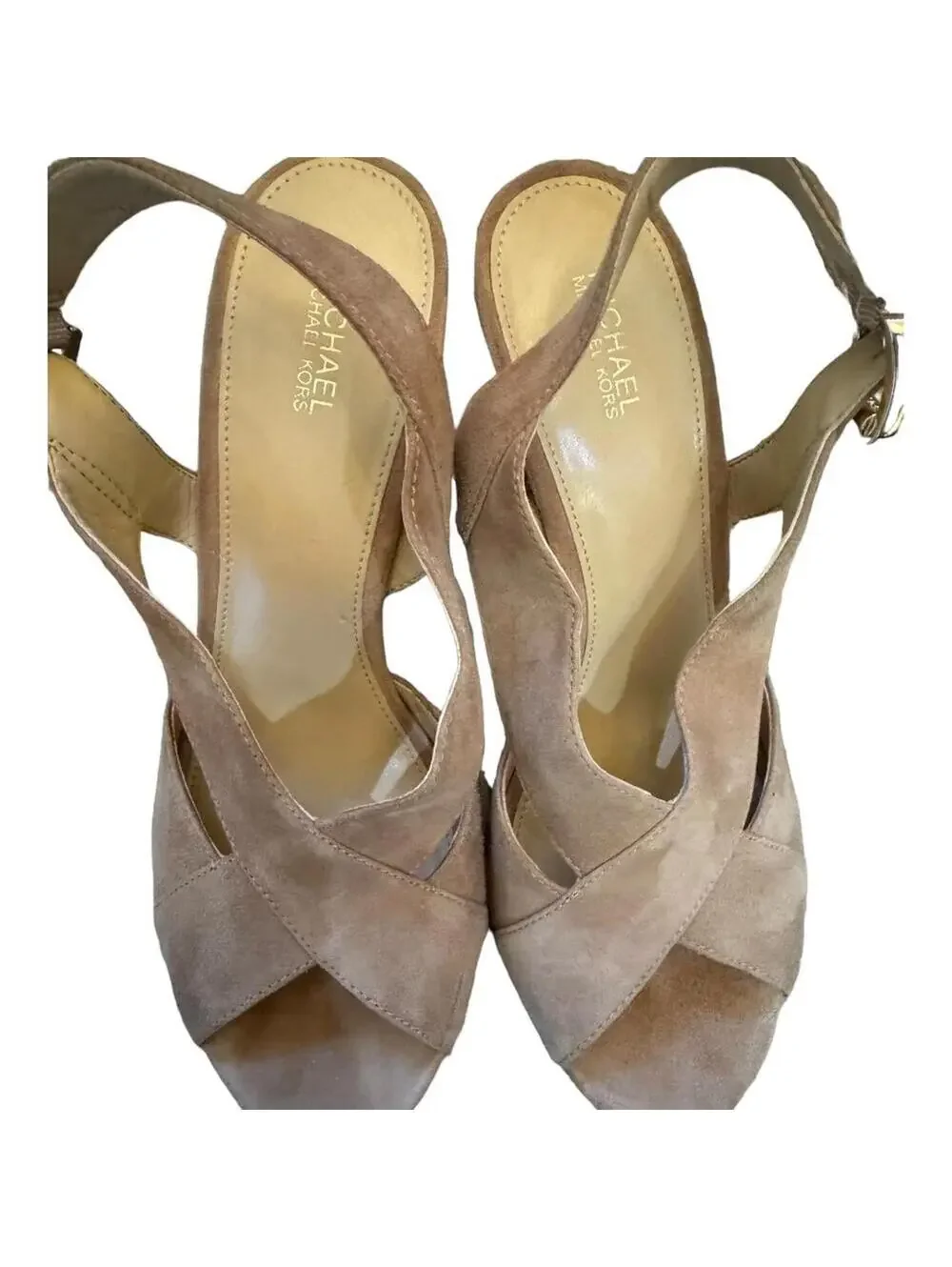 Michael Kors | Women's Tan Open Toe Heels | Size 8 | 0936